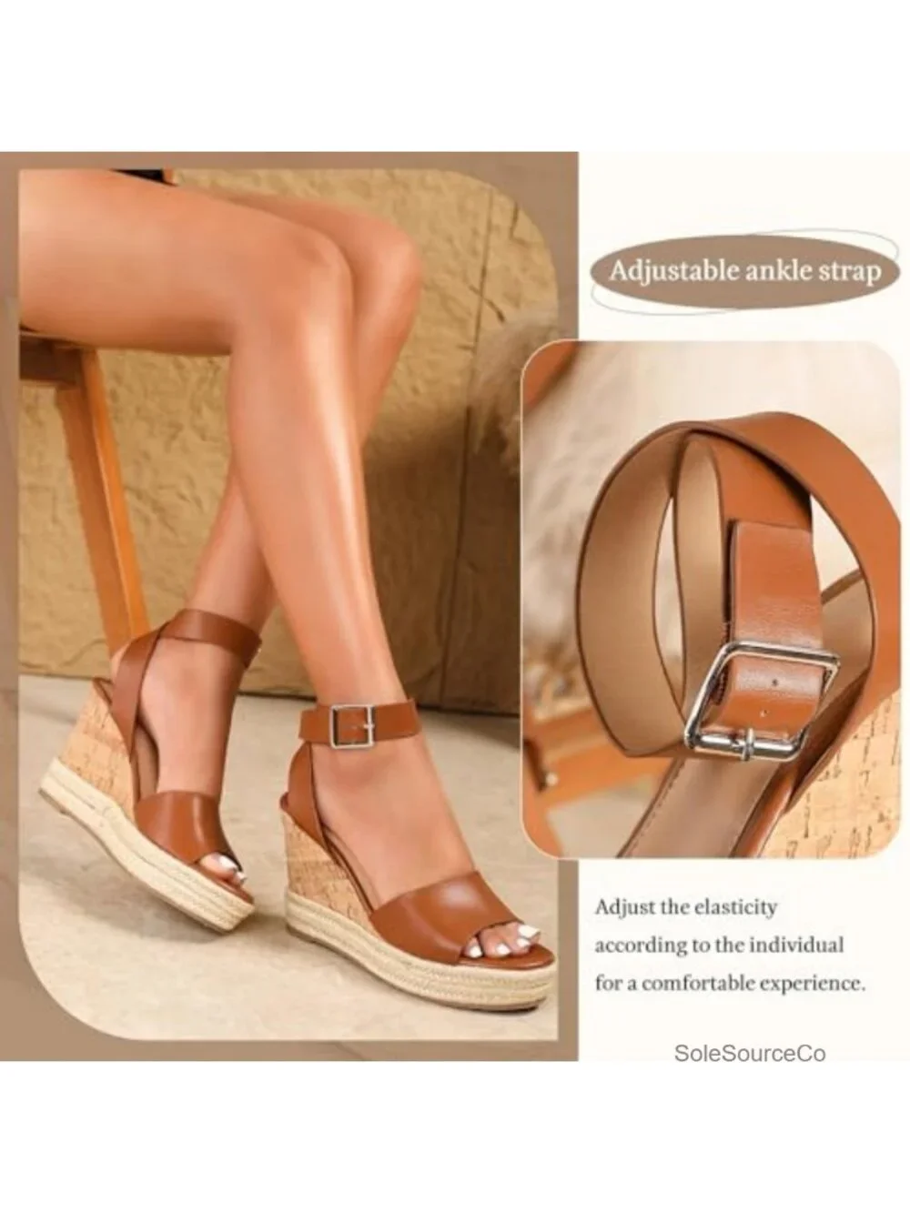 Chic Espadrille Wedge Sandals Ankle Strap Jute Cork Platform Summer